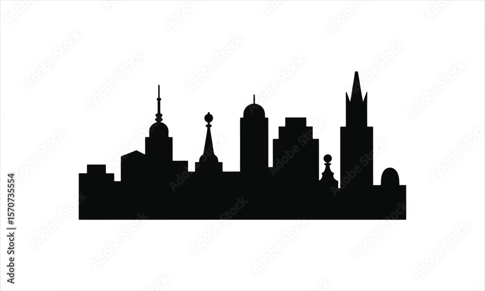 Fototapeta premium Cityscape outline art silhouette