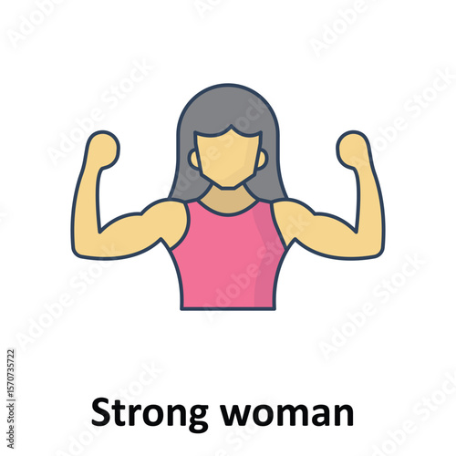 Strong woman Vector Icon which can easily modify or edit