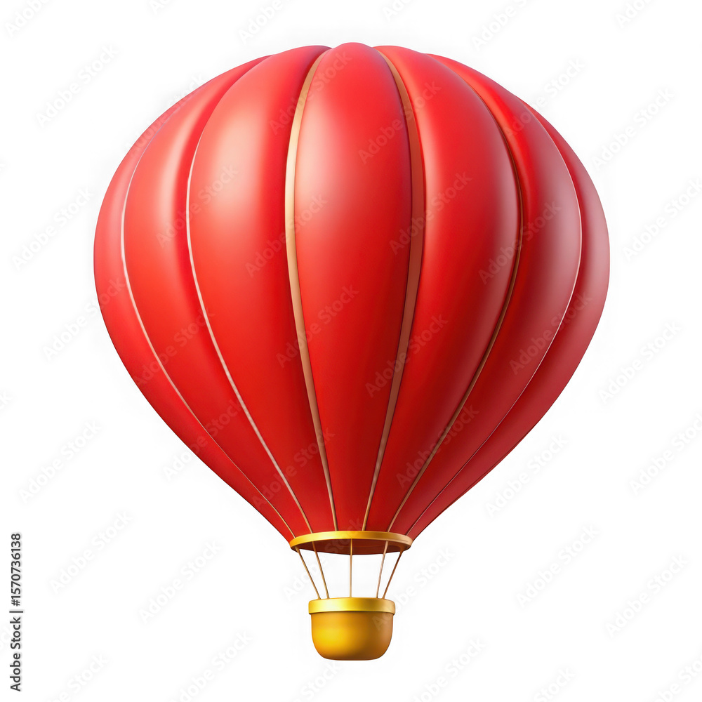 Fototapeta premium Red hot air balloon graphic isolated on transparent background