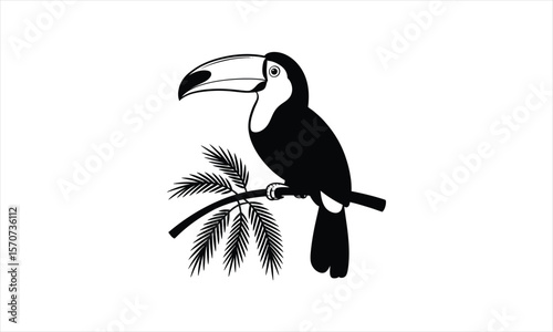 Exotic toucan bird tropical jungle silhouette