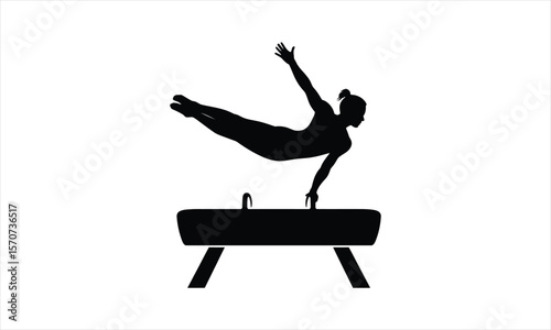 Athlete performing gymnastics vault silhouette