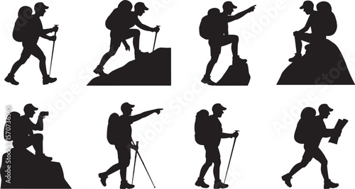 Mountain Hikers and Trekkers Silhouettes for Outdoor Adventures
