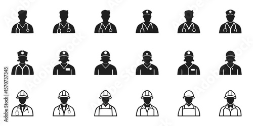 Collection of Professional Silhouettes Representing Diverse Careers