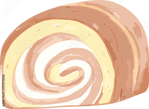Marble cake slice watercolor vector illustration