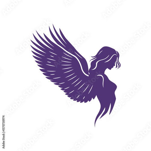 Wing Arched Up Goddess Standing Tall in Profile