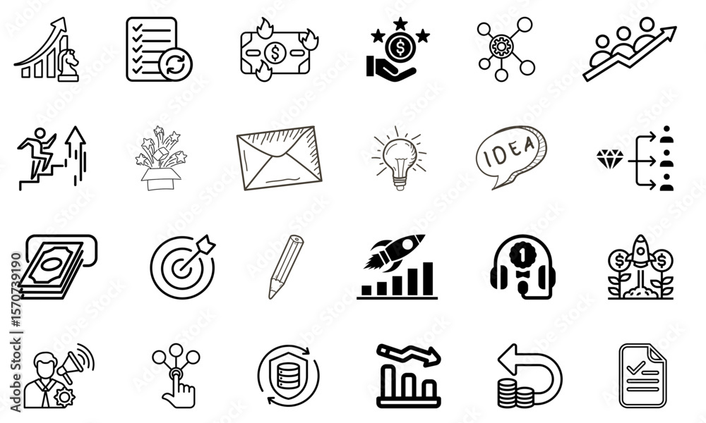 Fototapeta premium Business Growth Icons Startup, Finance, Marketing, and Success