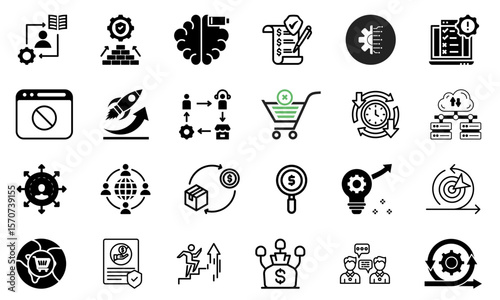 Agile Methodology Icons Project Management, Workflow, and Business Process Illustrations
