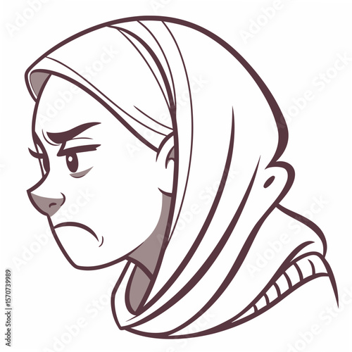Angry girl face with hijab muslim