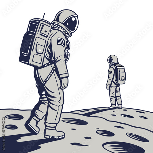 Astronauts exploring lunar surface space exploration
