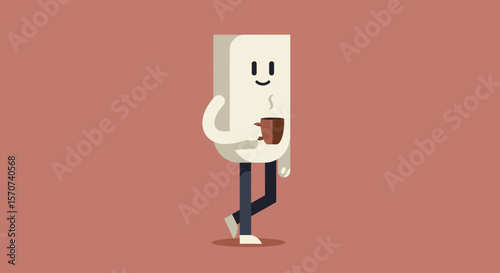Flat Minimalist Vector of Person Holding Coffee Cup