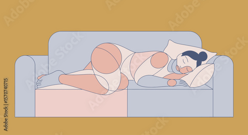 Flat Vector of Person Sleeping in Bed – Minimal Style