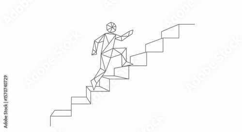 business man climbing up stairs