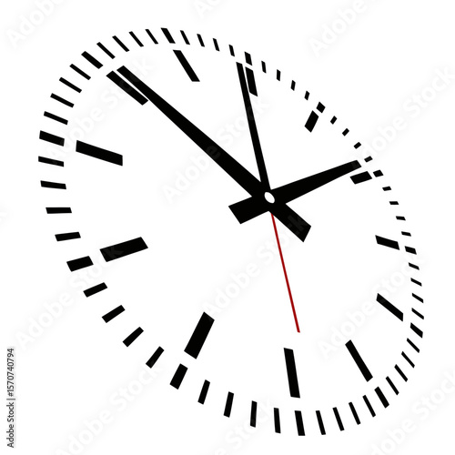 Black clock hands on white background time dial