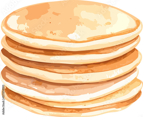 Stack of pancakes watercolor vector illustration