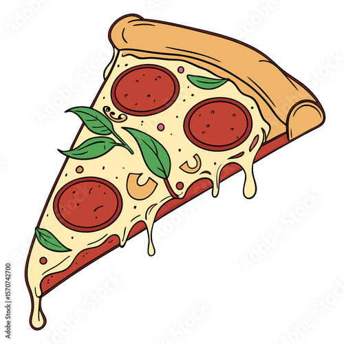 Delicious pepperoni pizza slice with melted cheese