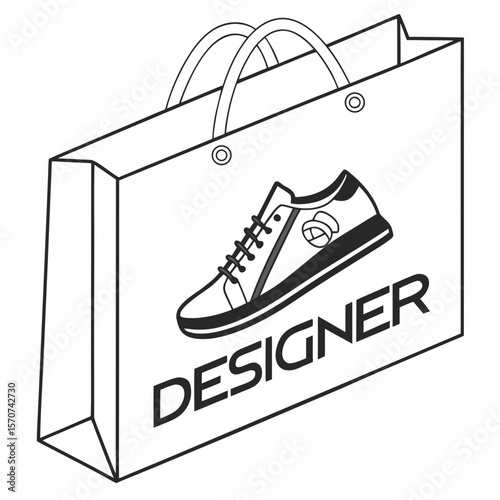 Designer shopping bag with shoe logo footwear