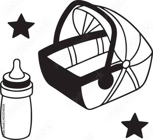 Postnatal Silhouette Vector Icon Design – Mother and Baby Outline Graphic for Maternity and Healthcare Themes