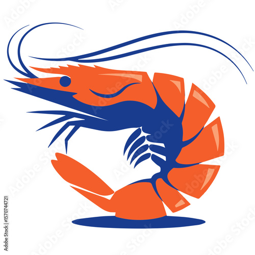 vector illustration of a  shrimp