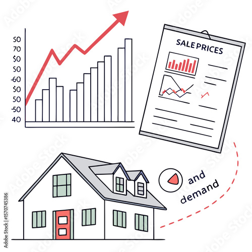 House sale prices graph and demand real estate chart