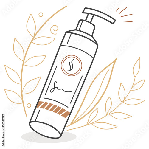 Lotion bottle with botanical elements pump dispenser