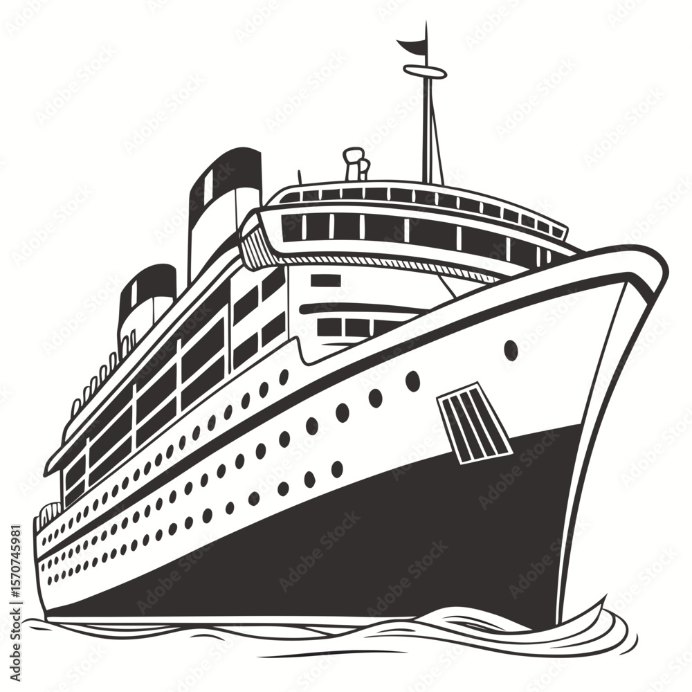 Obraz premium Majestic ocean liner sailing on waves cruise ship vessel