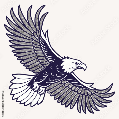 Majestic eagle soaring dark blue bird flying