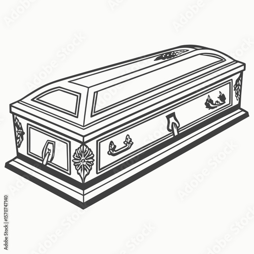 Ornate coffin with decorative handles casket funeral