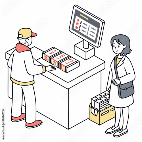 People exchanging money at counter business finance