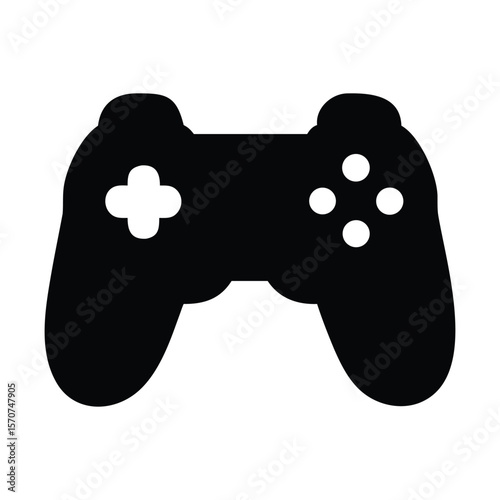 Simple Black and White Video Game Controller Silhouette
