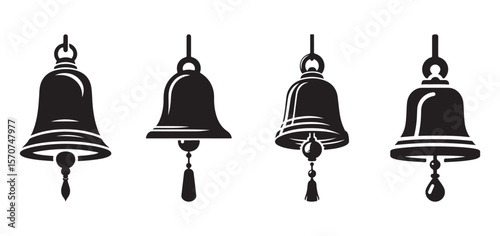 Silhouette vector icon of a hanging temple bell