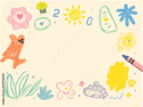 a childs completed reading activity artwork The artwork is on a simple, slightly textured paper