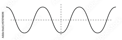 Sine wave vector illustration. Simple line drawing of sine wave. Sinusoidal wave diagram .