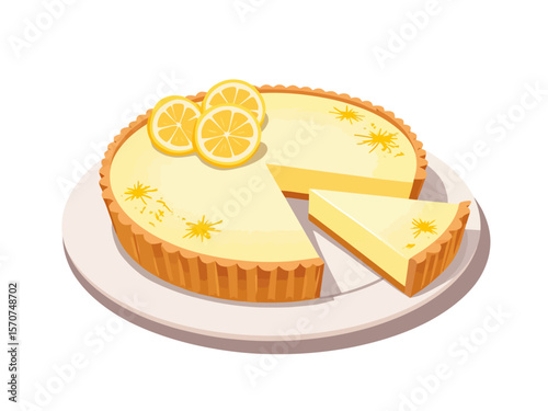  a lemon mascarpone tart with a smooth, creamy surface and golden sabl crust