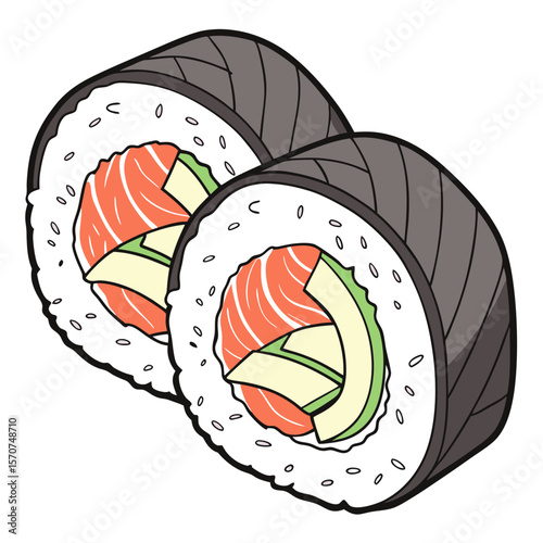 Salmon Avocado Sushi Rolls rice nori