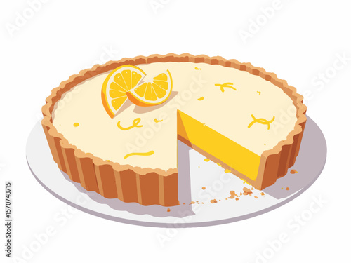  a lemon mascarpone tart with a smooth, creamy surface and golden sabl crust