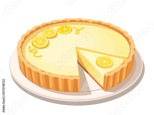  a lemon mascarpone tart with a smooth, creamy surface and golden sabl crust
