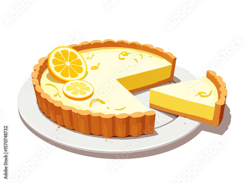  a lemon mascarpone tart with a smooth, creamy surface and golden sabl crust