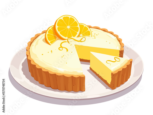  a lemon mascarpone tart with a smooth, creamy surface and golden sabl crust