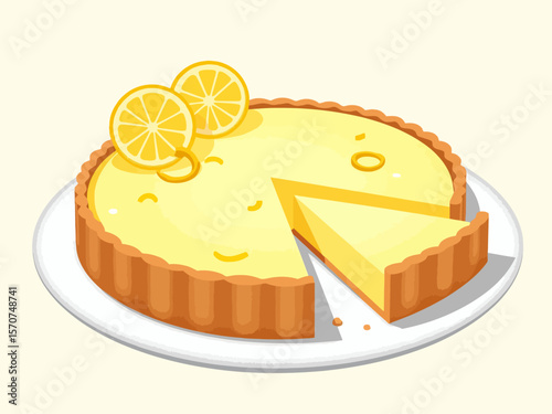  a lemon mascarpone tart with a smooth, creamy surface and golden sabl crust