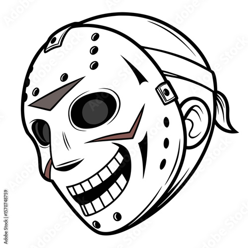 Scary hockey mask with wide grin horror villain