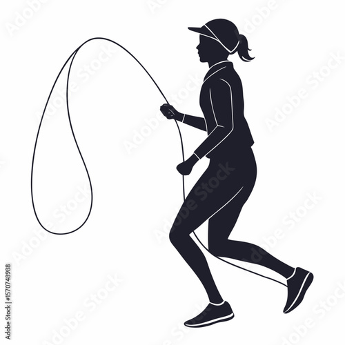Silhouette of a person jumping rope exercise fitness