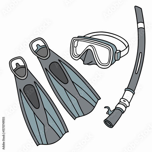 Snorkel mask fins and tube diving