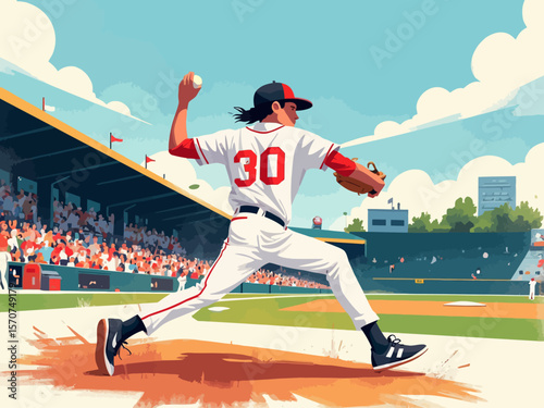  artwork showcasing a baseball player during a game at the stadium