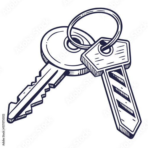 Two keys on a ring metal security