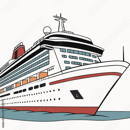 White cruise ship sailing on blue water ocean liner