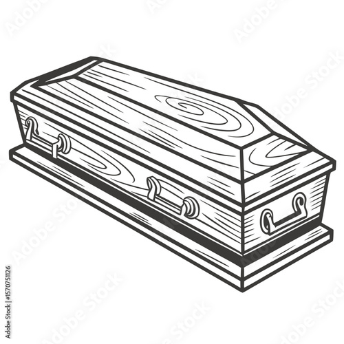 Wooden coffin with handles burial funeral