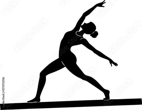 Silhouette of a woman performing a yoga pose on a balance beam