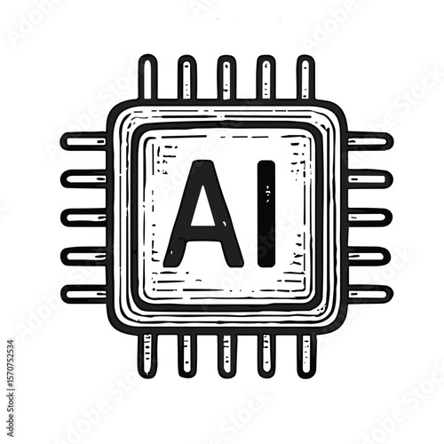 AI Chip vector handdrawn