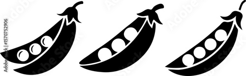Fresh Green Pea Pod Icons