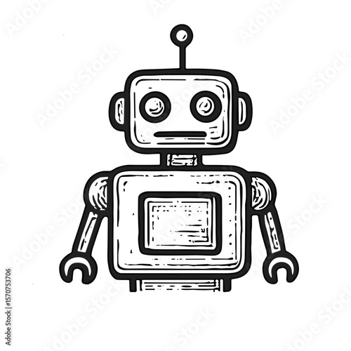 Robot vector handdrawn